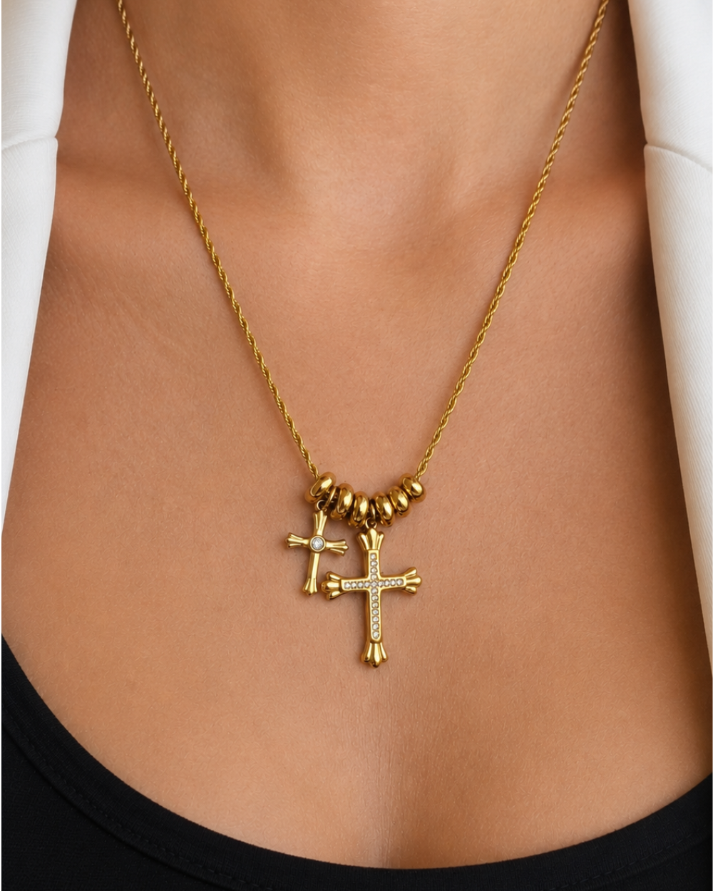 Duo Cross Necklace