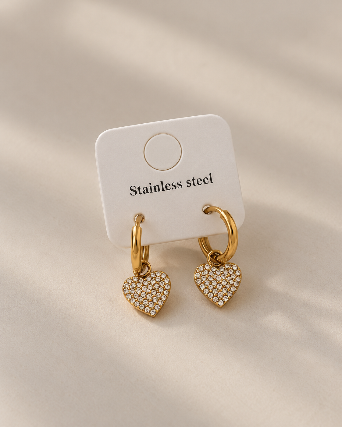 Crystal Heart Hoops